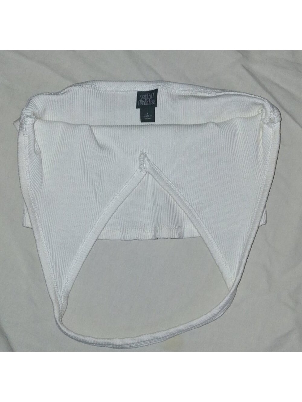White Ribbed Halter Crop Top - Picture 3 of 3